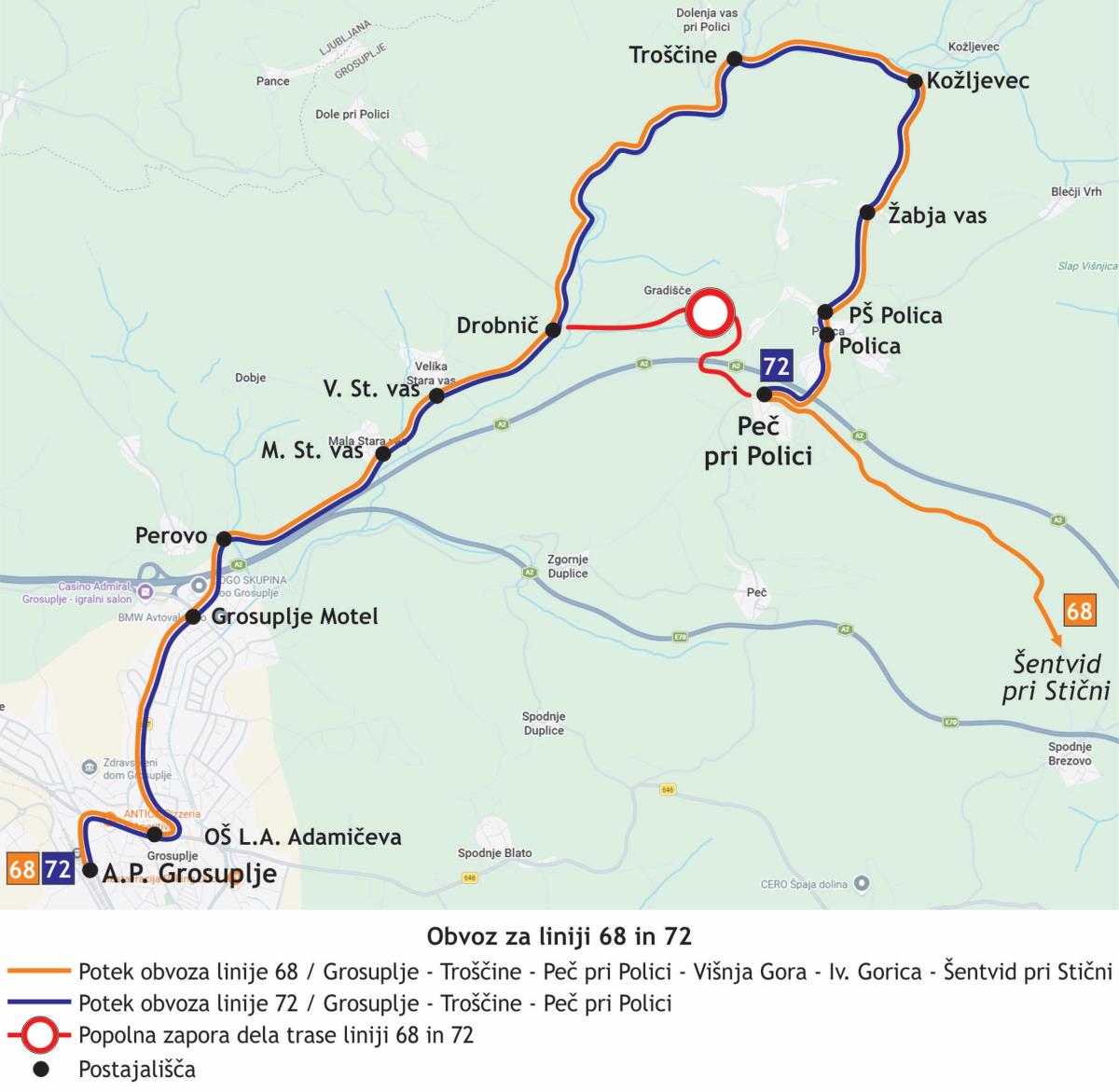 Obvoz za liniji 68 in 72